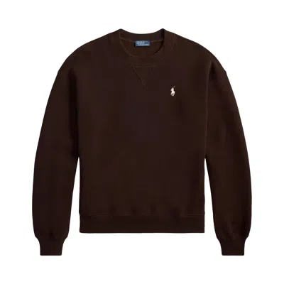 Pre-owned Polo Ralph Lauren Arctic Fleece Knit Long-sleeve Crew Neck Sweatshirt 'circuit Brown' | Women's Size