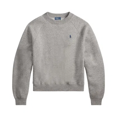 Pre-owned Polo Ralph Lauren Arctic Fleece Knit Long-sleeve Crew Neck Sweatshirt 'dark Vintage Heather' | Grey  In Gray
