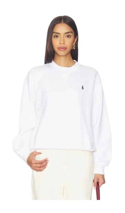 Polo Ralph Lauren Arctic Fleece Knit Long Sleeve Crew Neck Sweatshirt In White