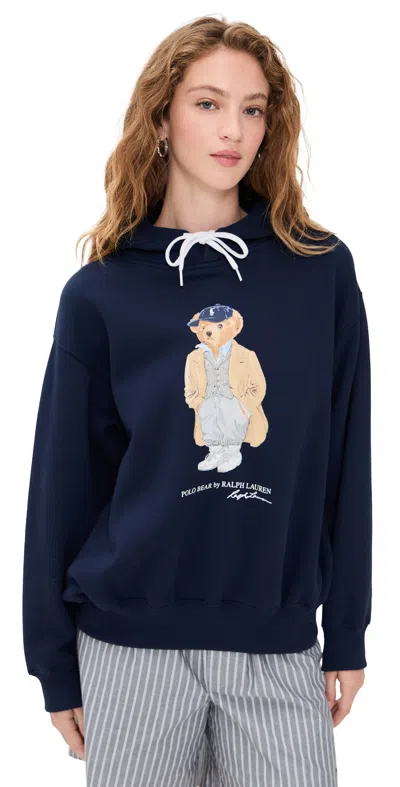 Polo Ralph Lauren Arctic Fleece Knit Long Sleeve Hoodie Newport Navy In Blue