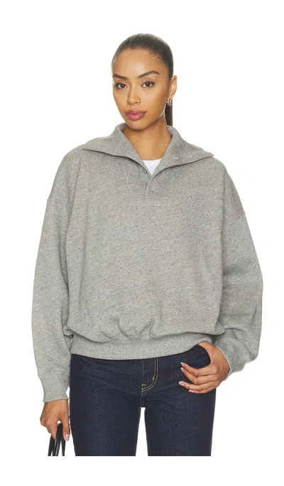 Polo Ralph Lauren Arctic Fleece Knit Long Sleeve Mock Neck Sweatshirt In Dark Vintage Heather