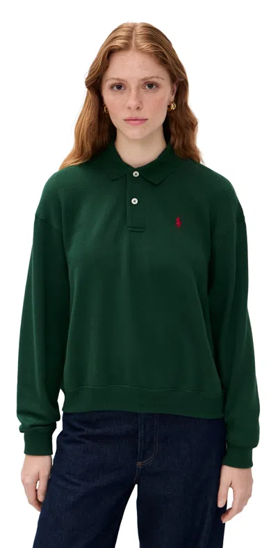 POLO RALPH LAUREN ARCTIC FLEECE POLO LONG SLEEVE PULLOVER NORTHWEST PINE