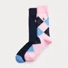 Polo Ralph Lauren Argyle Crew Sock 2-pack In Argyle Pink/navy