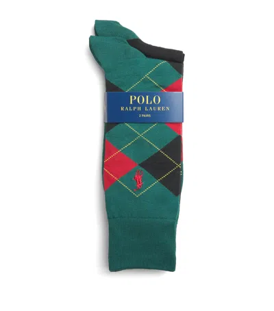 Polo Ralph Lauren Argyle Crew Socks In Green