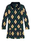 Polo Ralph Lauren Ralph Lauren Argyle Stretch Mesh Polo Dress In Green