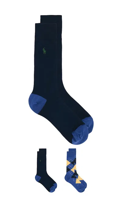 Polo Ralph Lauren Argyle Slack Socks 2-pack In Blue