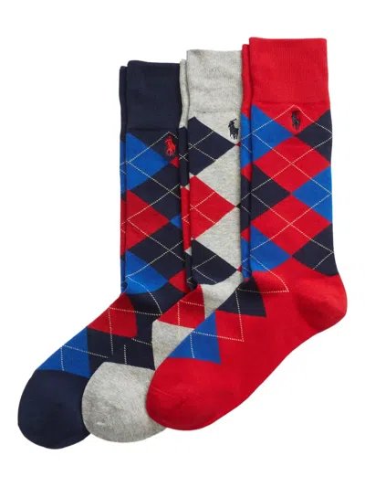 Polo Ralph Lauren Argyle-pattern Socks (pack Of Three) In Multi