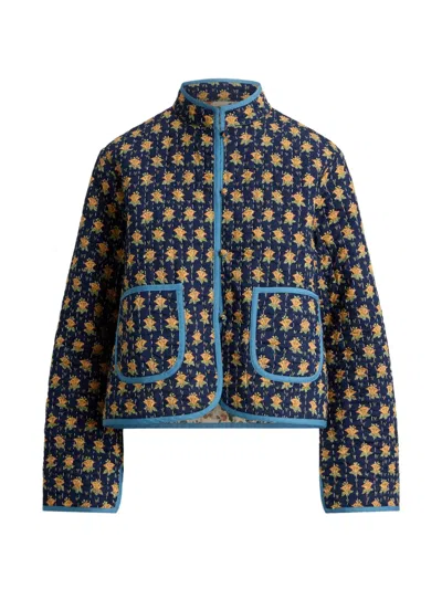 Polo Ralph Lauren Reversible Quilted Cotton Jacket In Navy Multi In Blue