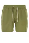 POLO RALPH LAUREN ARMY GREEN STRETCH POLYESTER SWIMMING SHORTS