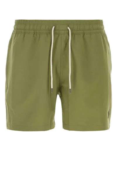 Polo Ralph Lauren Army Green Stretch Polyester Swimming Shorts In Treegreen