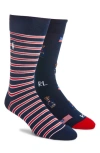 Polo Ralph Lauren Men's Americana Bear Crew Socks 2-pack In Blue Assorted