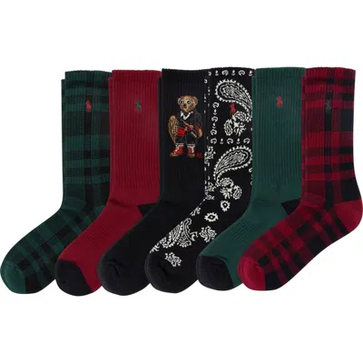 Polo Ralph Lauren Assorted 2-pack Holiday Bears Crew Socks In Brown