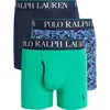 Polo Ralph Lauren Assorted 3-pack 4d-flex Microfiber Boxer Briefs In Green/navy/blue