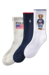Polo Ralph Lauren Polo Bear Logo Crew Sock 3-pack In White/assorted