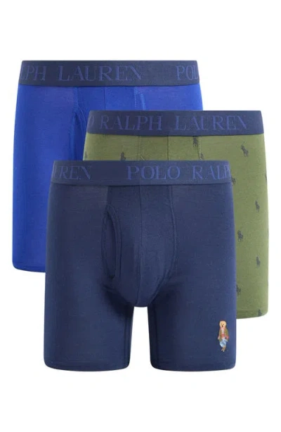 Polo Ralph Lauren Assorted 3-pack Perfect Pouch Boxer Briefs In Blue