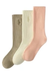 Polo Ralph Lauren Assorted 3-pack Washed Cotton Blend Crew Socks In Multi
