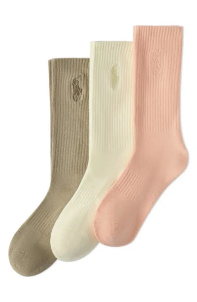 Polo Ralph Lauren Assorted 3-pack Washed Cotton Blend Crew Socks In Multi
