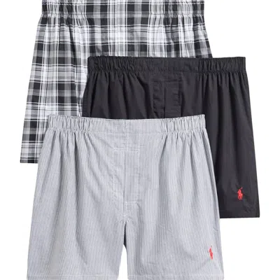 Polo Ralph Lauren Assorted 3-pack Woven Cotton Boxers In Multi