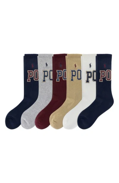 POLO RALPH LAUREN POLO RALPH LAUREN ASSORTED 6-PACK VARSITY LOGO CREW SOCKS