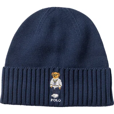 Polo Ralph Lauren Athletic Club Bear Beanie In Blue