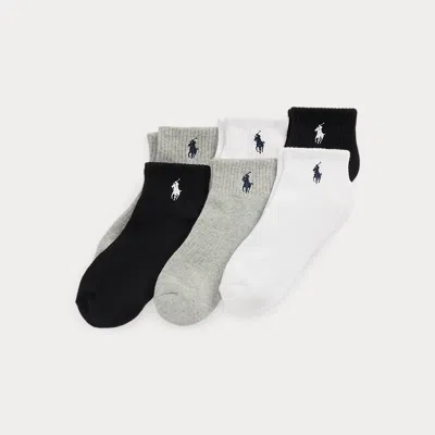Polo Ralph Lauren Kids' Athletic Crew Sock 6-pack In Grey Heather Assorted