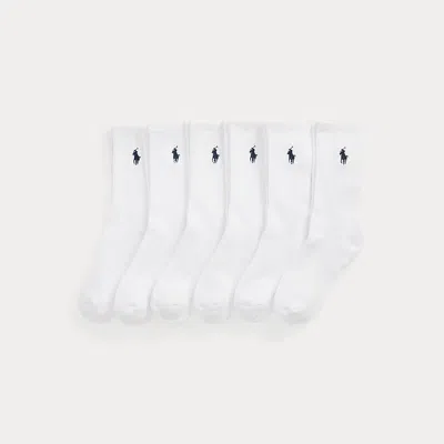 Polo Ralph Lauren Kids' Athletic Crew Sock 6-pack In White