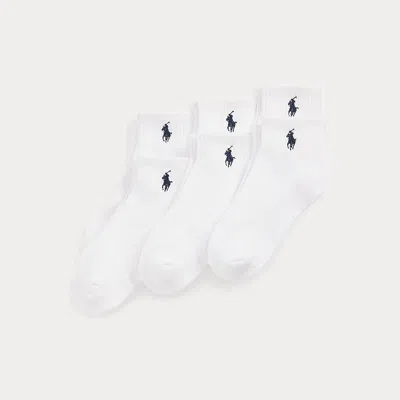 Polo Ralph Lauren Kids' Athletic Crew Sock 6-pack In White