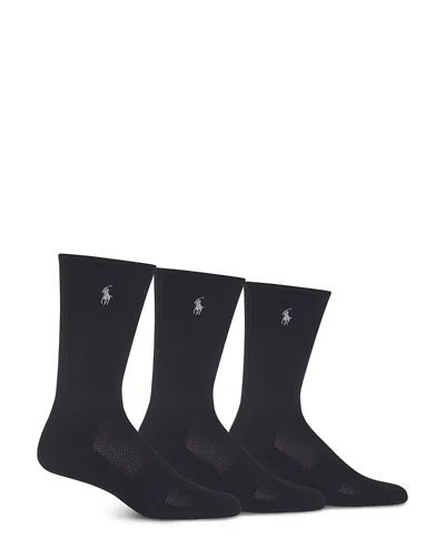 Polo Ralph Lauren Athletic Crew Socks - Pack Of 3 In Black