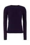 Polo Ralph Lauren Aubergine Wool Blend Sweater In Blue