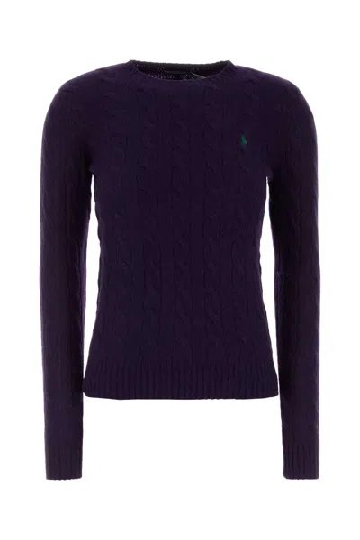 Polo Ralph Lauren Aubergine Wool Blend Sweater In Purple
