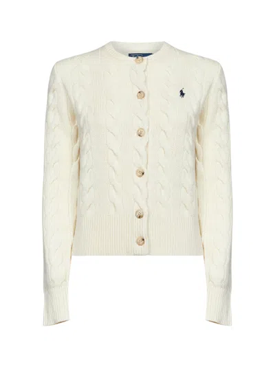 Polo Ralph Lauren Authentic Cream Wool And Cashmere Cable Knit Cardigan In Neutral