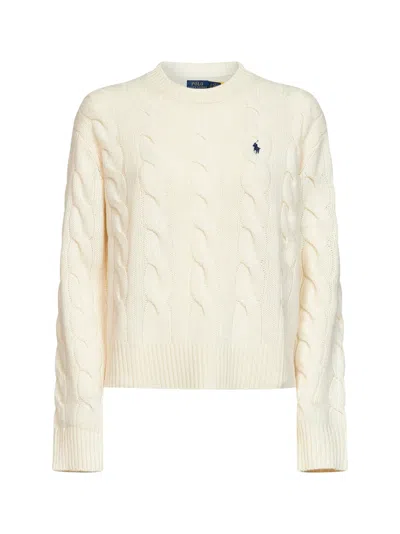 Polo Ralph Lauren Authentic Cream Wool And Cashmere Cable-knit Crewneck Sweater In Gray