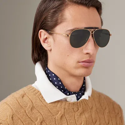 Polo Ralph Lauren Automotive Metal Pilot Sunglasses In Antique Gold