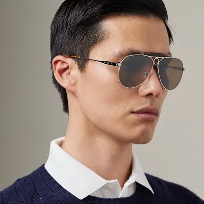 Polo Ralph Lauren Automotive Metal Pilot Sunglasses In Silver