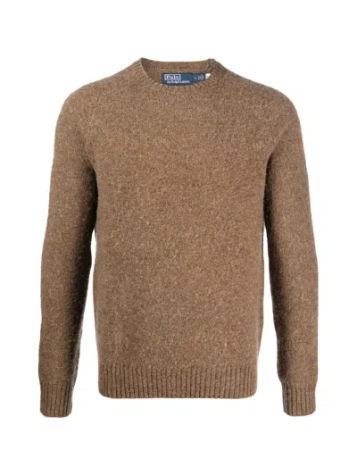 Polo Ralph Lauren Aviator Wool Sweater In Brown