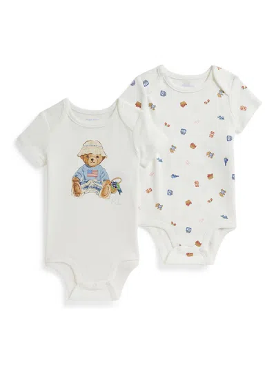 Polo Ralph Lauren Baby's 2-pack Blueberry Polo Bear Bodysuit Set In White