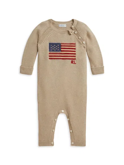 Polo Ralph Lauren Baby's American Flag Knit Coveralls In Brown