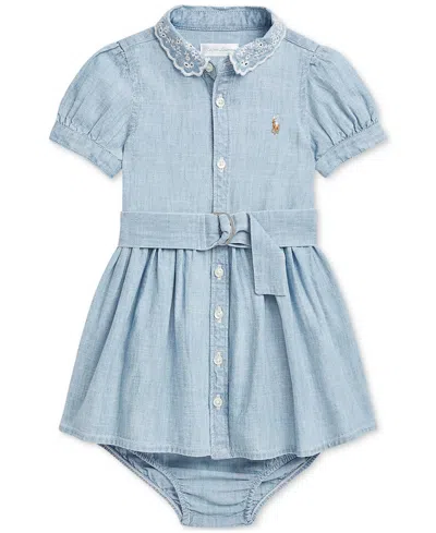 POLO RALPH LAUREN BABY GIRLS BELTED CHAMBRAY SHIRTDRESS