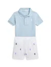 Polo Ralph Lauren Baby Boy's 2-piece Polo Shirt & Pony Shorts Set In Estate Blue