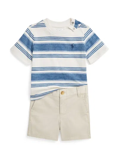 Polo Ralph Lauren Baby Boy's 2-piece Striped T-shirt & Shorts Set In Printed Patina Stripe
