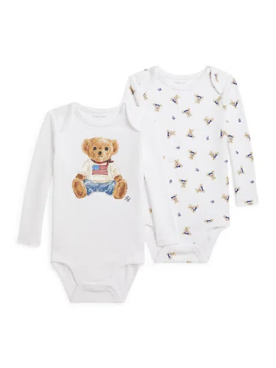 Polo Ralph Lauren Baby Boy's 2-piece American Flag Polo Bear Bodysuit Set In Multi