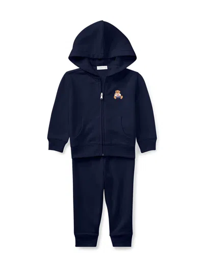 Polo Ralph Lauren Baby Boy's 2-piece Atlantic Terry Zip-up Hooded Sweater & Joggers Set In Blue