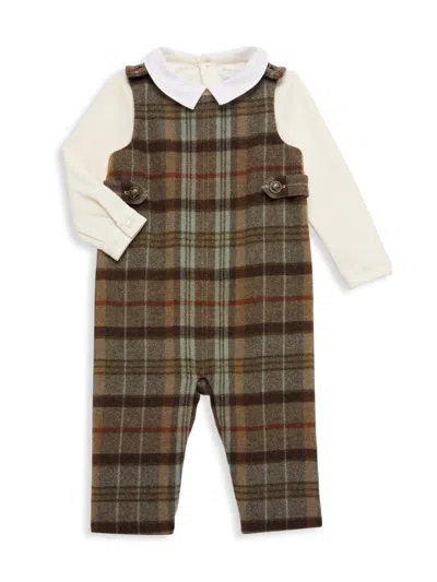 Polo Ralph Lauren Baby Boy's 2-piece Bodysuit & Wool Plaid Overalls Set In Green