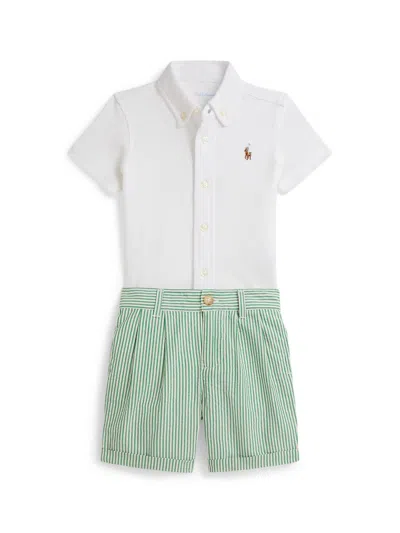 Polo Ralph Lauren Baby Boy's 2-piece Short-sleeve Shirt & Seersucker Shorts Set In White