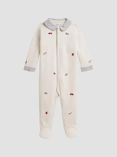Polo Ralph Lauren Baby Boy's Embroidered Cotton Interlock Footed Coverall In Neutral