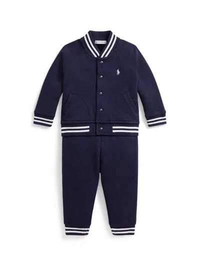 Polo Ralph Lauren Baby Boy's Fleece Baseball Jacket & Joggers Set In Blue