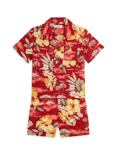 Polo Ralph Lauren Baby Boy's Floral Cotton Shirt & Shorts Set In Red