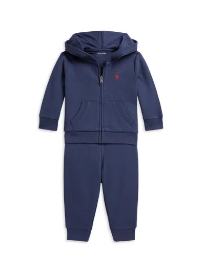 Polo Ralph Lauren Baby Boy's French Terry Full-zip Hoodie & Pants Set In Blue