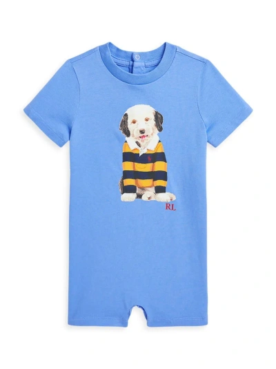 Polo Ralph Lauren Baby Boy's Rugby Dog One-piece In Harbor Island Blue