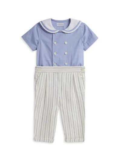 Polo Ralph Lauren Baby Boy's Sailor Shirt & Striped Linen-cotton Pants Set In Multi